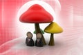 3d people icon under the mushrooms