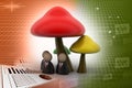 3d people icon under the mushrooms