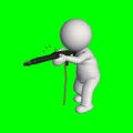 3D people - with machinegun 2 - green screen