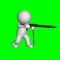 3D people - with machinegun 1 - green screen Royalty Free Stock Photo