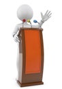 3d people - man, person speaking from a tribune. Speech