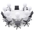 3d people at the round table. One chair is empty Royalty Free Stock Photo