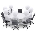 3d people at the round table. One chair is empty Royalty Free Stock Photo