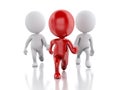 3d people running with a red leader. Leader concept Royalty Free Stock Photo