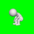 3D people - sit look down 1 - green screen Royalty Free Stock Photo