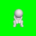 3D people - sit look down 2 - green screen Royalty Free Stock Photo