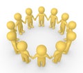 3d people standing in the circle and holding hands together Royalty Free Stock Photo