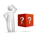 3d people standing in front of the question box Royalty Free Stock Photo