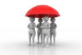 3d people under a red umbrella Royalty Free Stock Photo