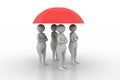 3d people under a red umbrella Royalty Free Stock Photo