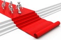 3d people walking on red carpet Royalty Free Stock Photo