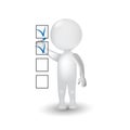 3D People white man making a check mark in a survey logo icon Royalty Free Stock Photo