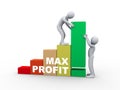 3d people working with max profit bars. Royalty Free Stock Photo