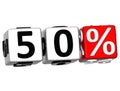 3D 50 Percent Button Click Here Block Text