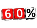 3D 60 Percent Button Click Here Block Text