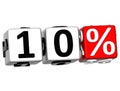 3D 10 Percent Button Click Here Block Text