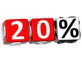 3D 20 Percent Button Click Here Block Text