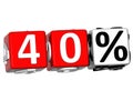 3D 40 Percent Button Click Here Block Text