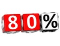 3D 80 Percent Button Click Here Block Text