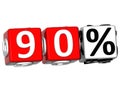 3D 90 Percent Button Click Here Block Text