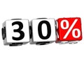 3D 30 Percent Button Click Here Block Text