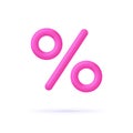 3D Percent icon. Promotion, discount, sale, percentage concept. Interest rate, finance, banking, credit. Royalty Free Stock Photo