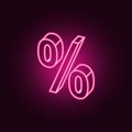 3d percent neon icon. Elements of Sale set. Simple icon for websites, web design, mobile app, info graphics Royalty Free Stock Photo