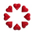 3d perfect eight red heart frame love concept