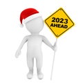 3d Person with 2023 Ahead Traffic Sign. 3d Rendering