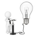 3d Person with Black Hand Air Pump Inflates Idea Light Bulb. 3d