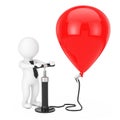 3d Person Businessman with Black Hand Air Pump inflates Red Ball