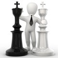 3D person on chess board hugging queens Royalty Free Stock Photo
