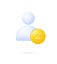 3D Person with emoticon. Feedback emotion scale illustration. Reviews with good and bad rating.