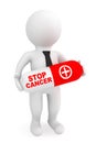 3d Person hold Pill with Stop Cancer sign Royalty Free Stock Photo