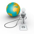 Person is about to plug in the globe Royalty Free Stock Photo
