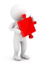 3d person holding a red puzzle Royalty Free Stock Photo