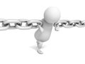 3D person holding two chains links together connect Royalty Free Stock Photo