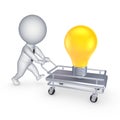 3d person with pushcart and yellow lamp.