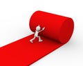 3d person rolling red carpet Royalty Free Stock Photo