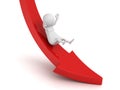 3d person rolls down red concept crisis arrow Royalty Free Stock Photo