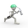 3d person running with claw hammer Royalty Free Stock Photo