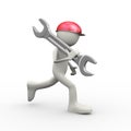 3d person running with large wrench