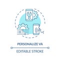 2D personalize VA thin line blue icon concept