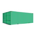 3d perspective green cargo container shipping freight isolated t