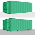 3d perspective green cargo container shipping freight isolated t