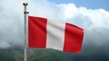 3D, Peruvian flag waving on wind. Close up of Peru banner blowing soft silk