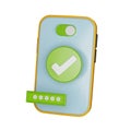 3D phone secure fraud protect icon, personal cyber privacy concept render, safety VPN pin code.