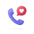 3D Phone with speech bubble and heart icon. Support and communication concept. Royalty Free Stock Photo