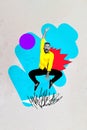 3d photo artwork graphics collage painting of funky funny guy jumping having fun isolated drawing background