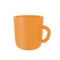 3d photo realistic orange cup icon mockup. Design Template for Mock Up. ceramic clean mug with a matte effect isolated transparent